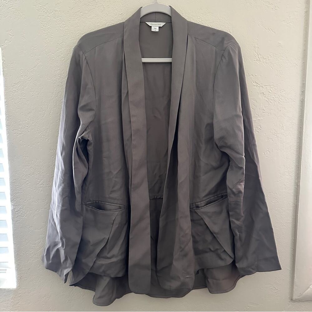 Garnet Hill Gray Open Front Pockets Tencel Cardigan XL